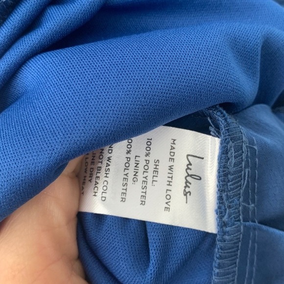 NWT Lulus Always Celebrating Navy Blue Satin Off-the-Shoulder Mini  size S - Picture 12 of 15